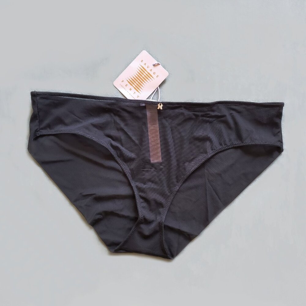 NEW Savage X Fenty Sheer Undies Low Briefs Cheeky Black Caviar Size XL